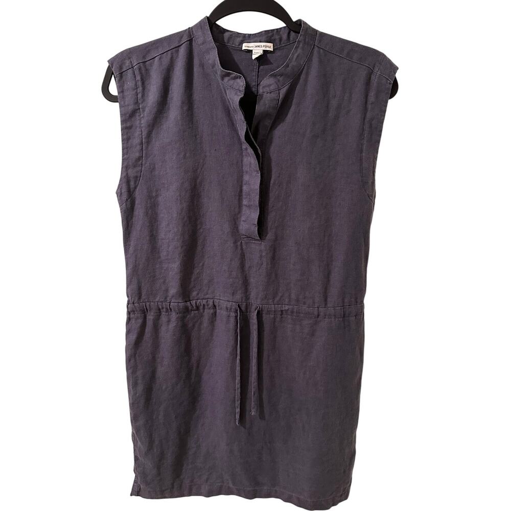 Standard James Perse Linen Sleeveless Drawstring Waist Navy Dress, size 1 (S)